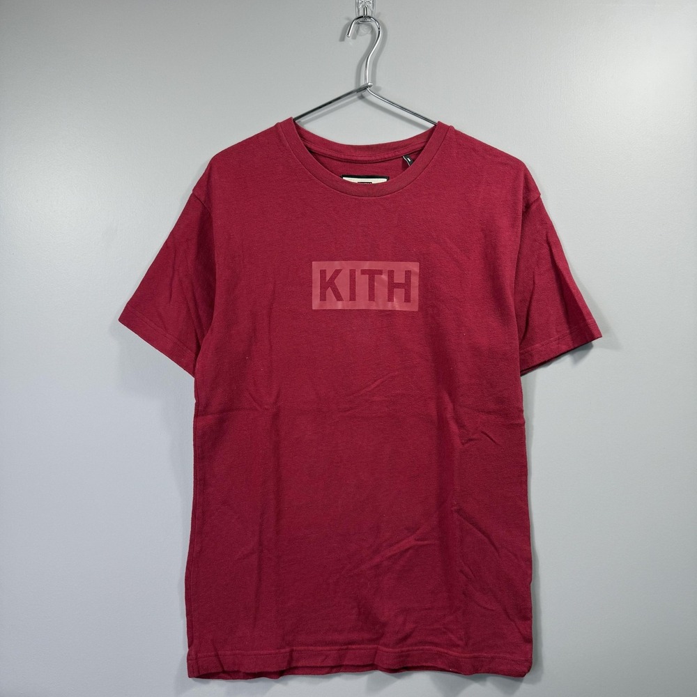 Kith Shirt Mens Small Red Box Logo Graphic Crewneck Streetwear Casual Tee